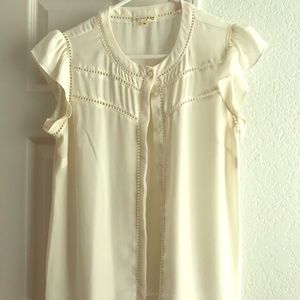 Ruffled sleeve button up blouse